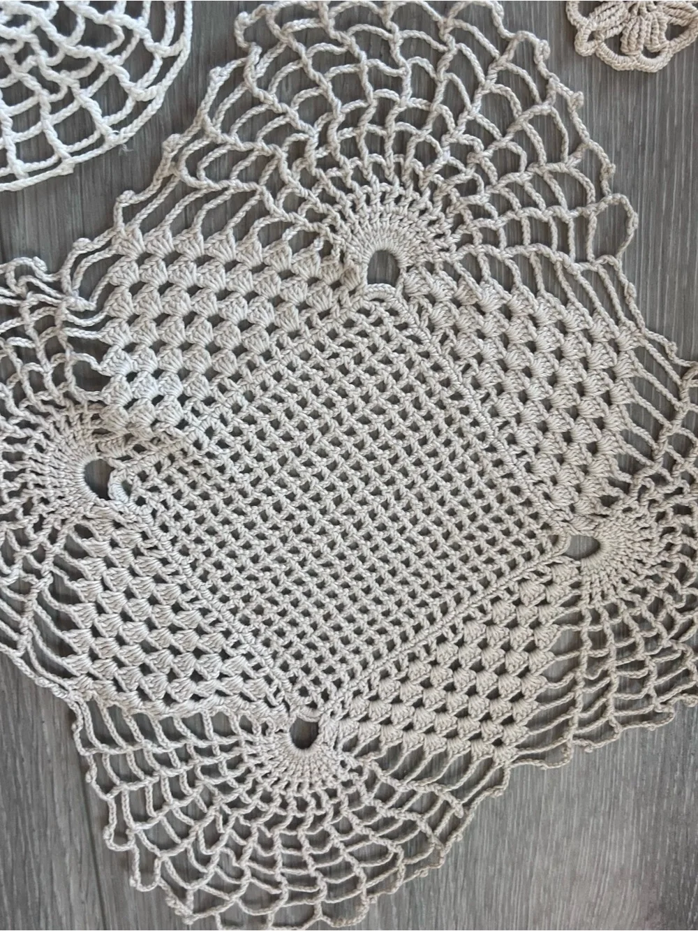 Handmade White Crochet Doily Set - Elegant Table Accents